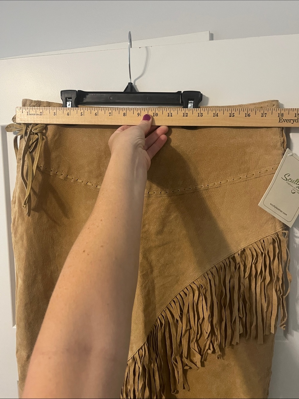 Scully Suede Leather High Rise Wrap Fringe Midi Skirt XL NWT Festival Western - Picture 5 of 16